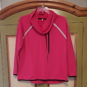 Ideology Hot Pink Cowl Neck Pullover with Black Trim